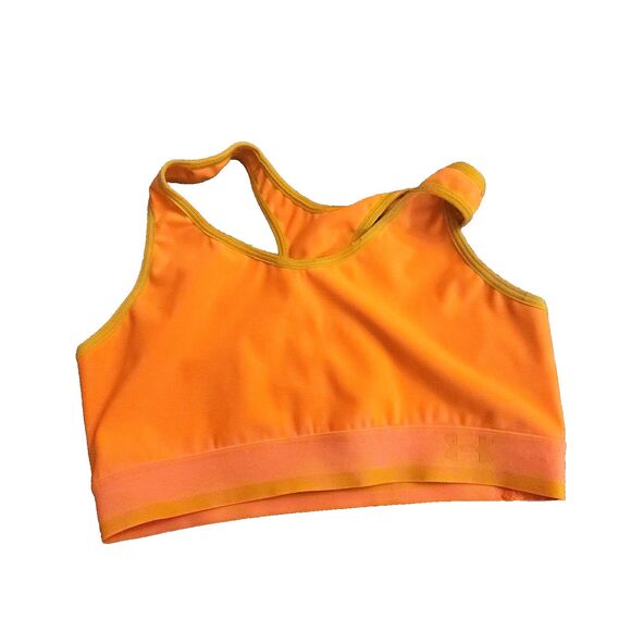 Under Armour Women's Neon Orange Compression Sports Bra, Size Medium - Running - Picture 5 of 7